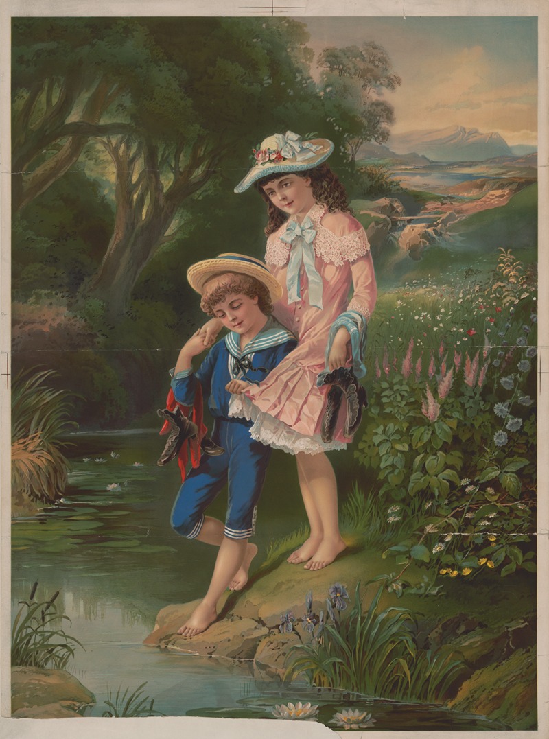Anonymous - Barefoot girl and boy by the water