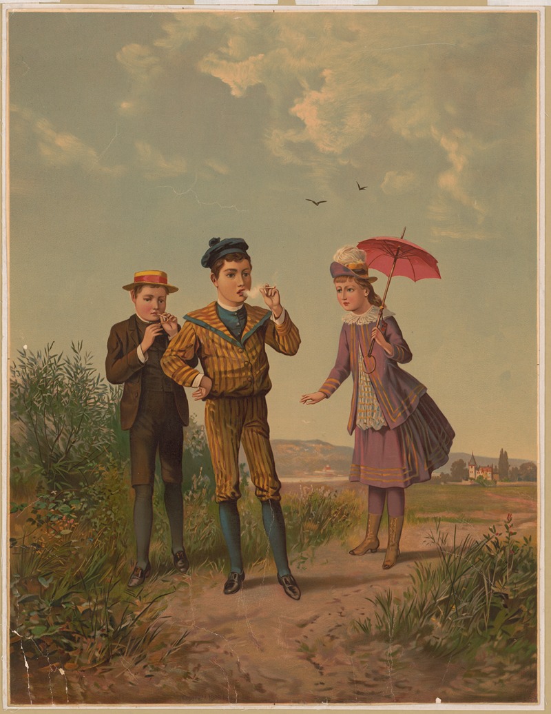 Anonymous - Girl watching two boys smoking cigarettes