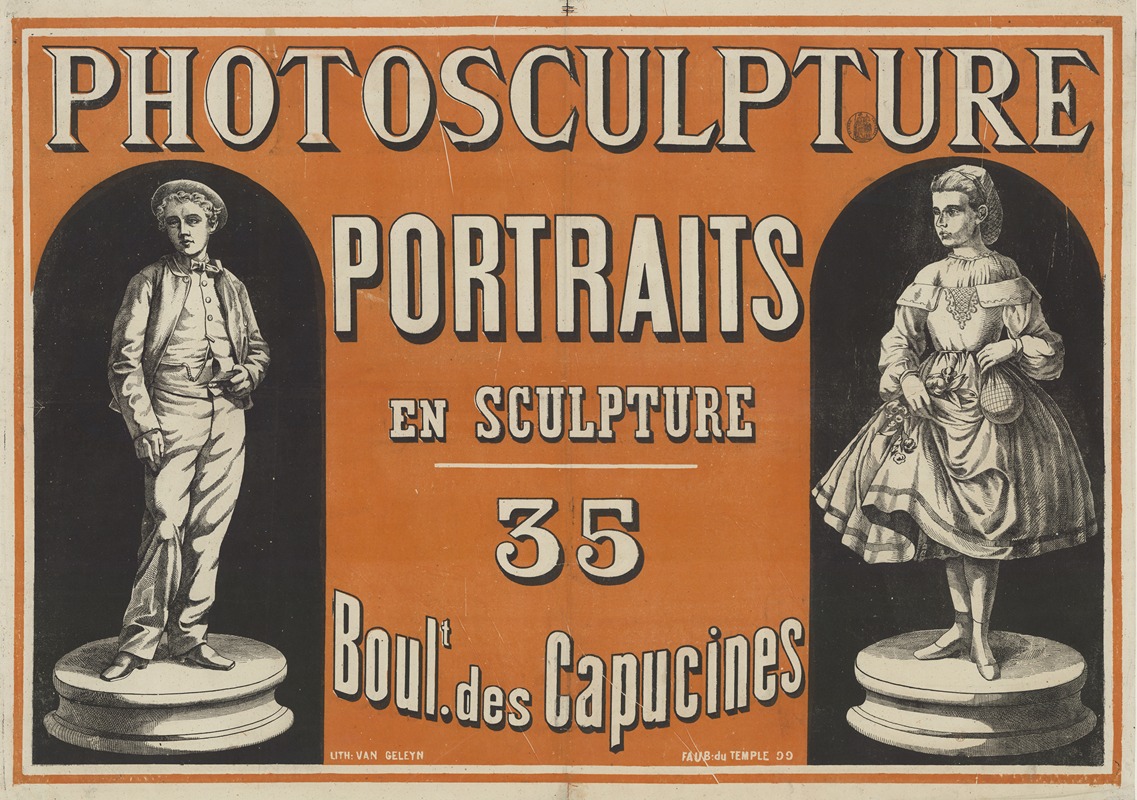 Lith. Van Geleyn - Photosculpture, portraits en sculpture, 35 Boulvart sic des Capucines