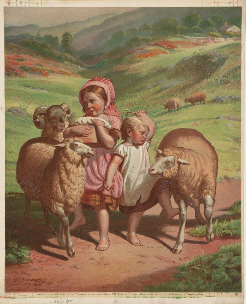 Crosby - Two children among 2 sheep and 1 ram