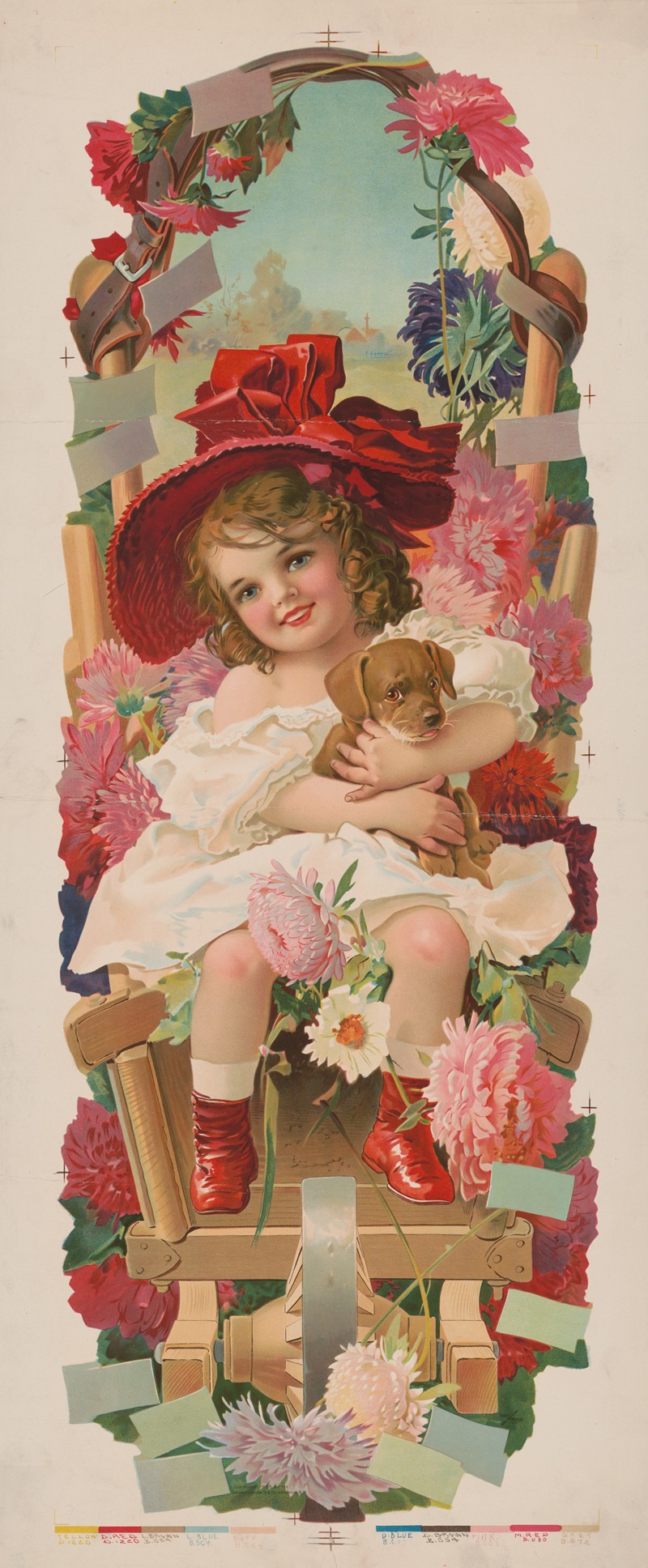 Grand Union Tea Co. - Little girl with a red hat holding a puppy dog