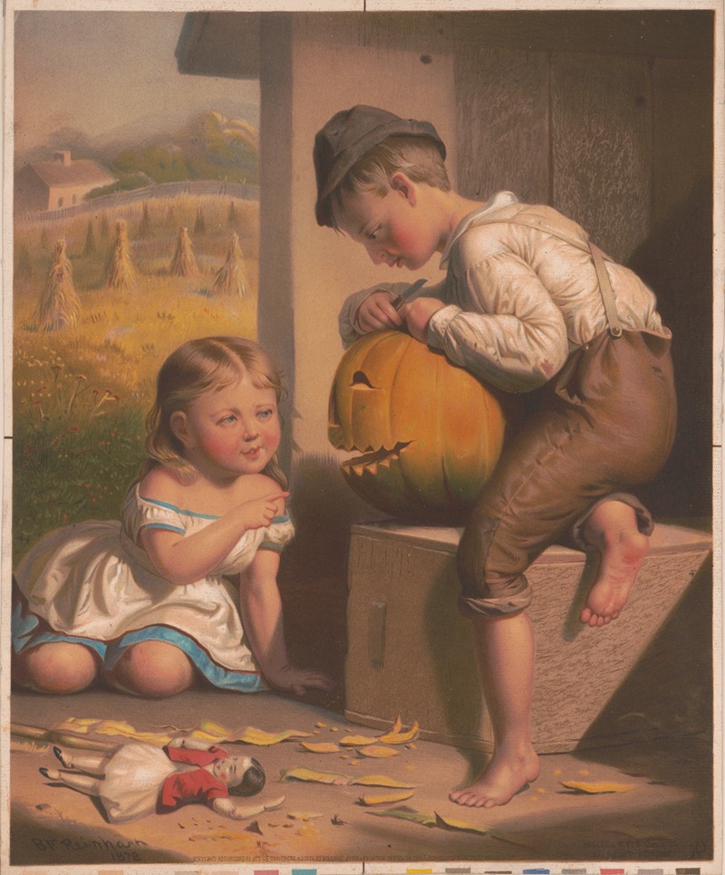Hencke & Scott - Boy and girl carving pumpin into Jack-O’Lantern