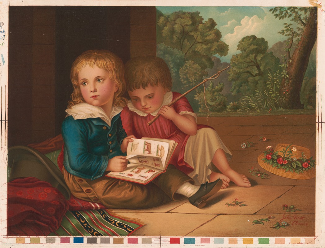John Gast - Two children with book and switch