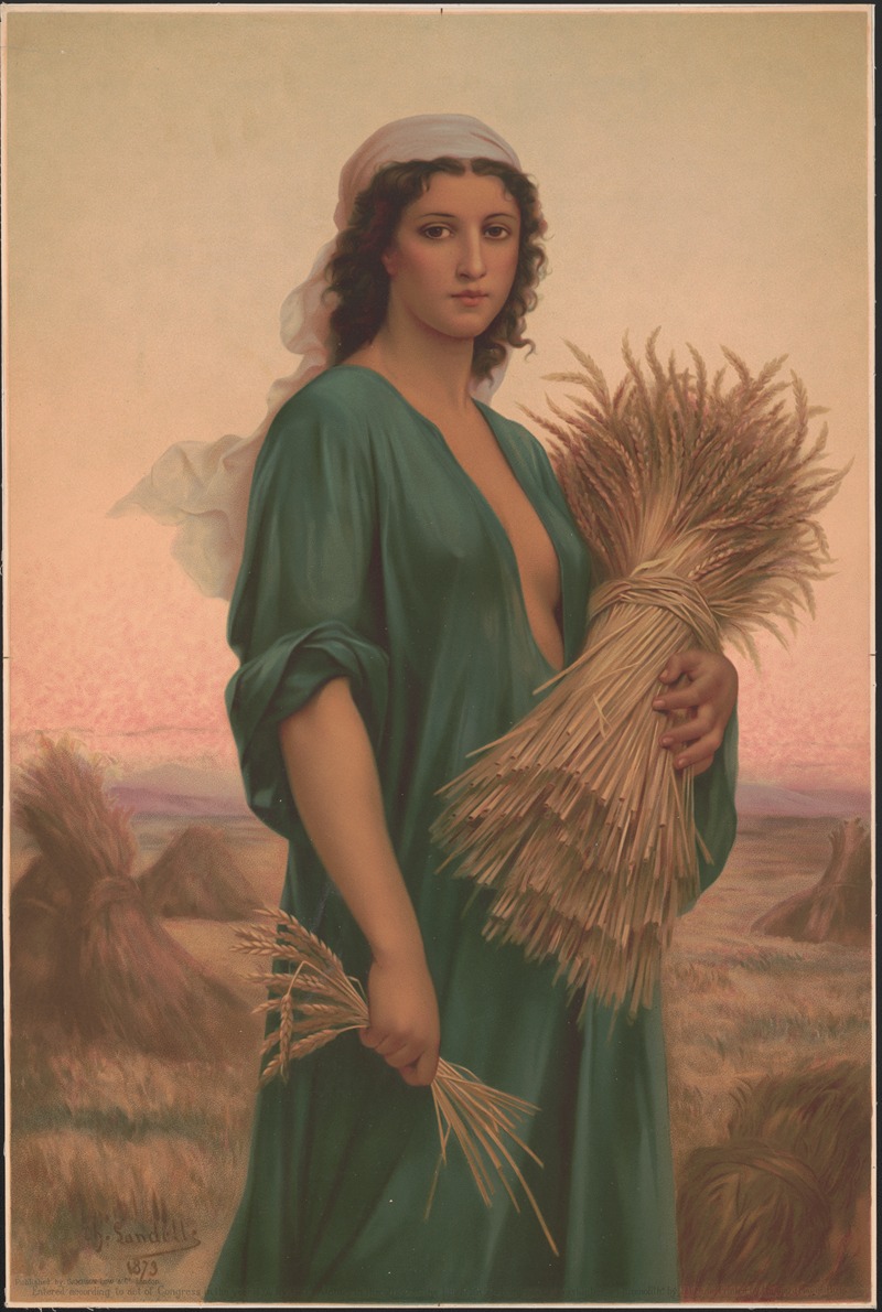 Sampson Low & Co. - Woman holding a bundle of wheat in a field
