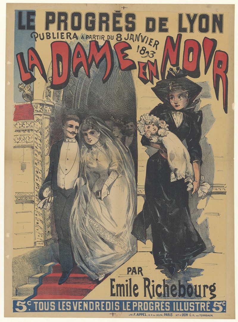 Lucien Baylac - Le Progrès de Lyon publiera à partir du 8 janvier 1893, la Dame en noir par Emile Richebourg