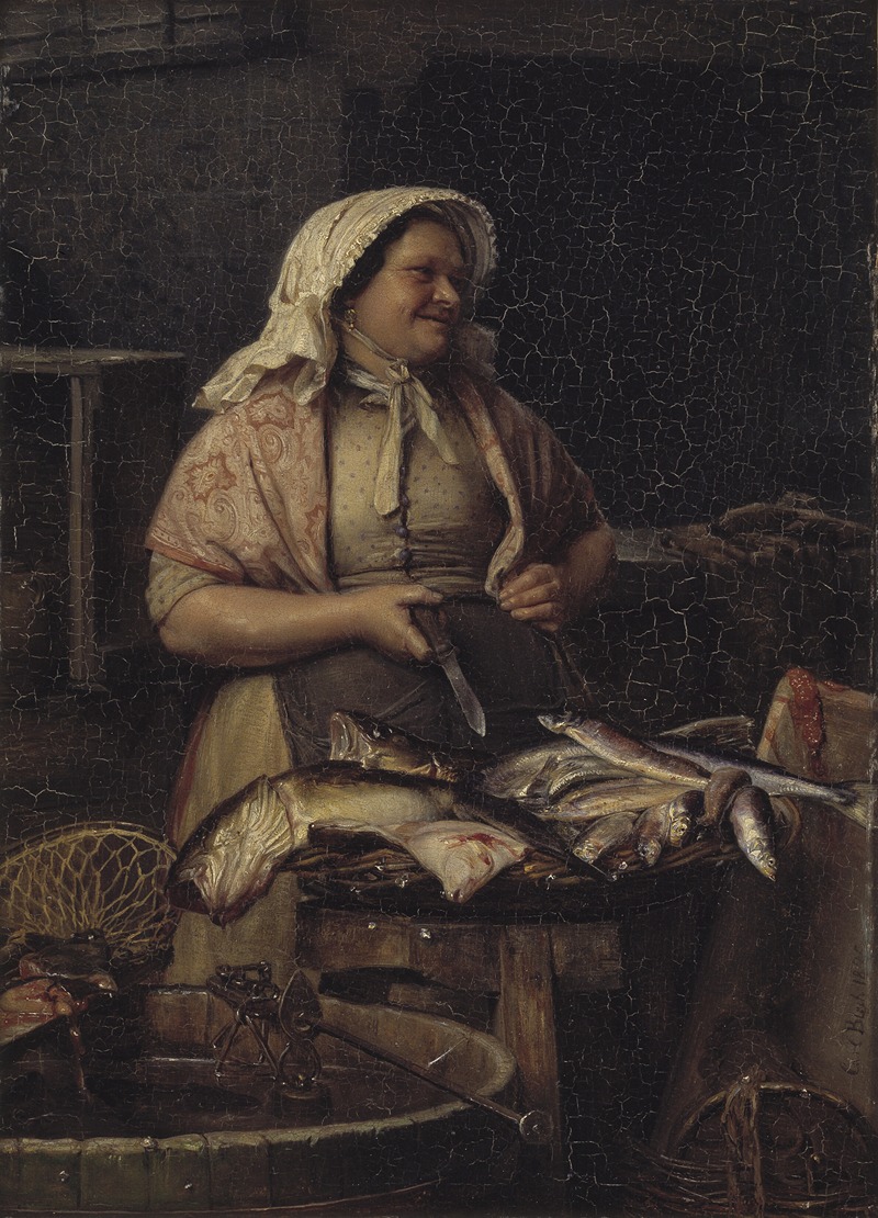 Carl Bloch - En kone, der sælger fisk