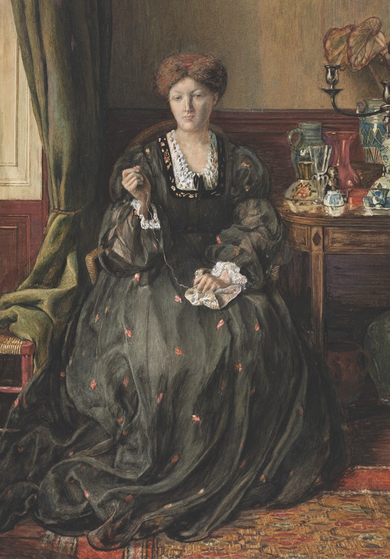 Catherine Madox Brown - Thinking, Portrait of Emma Madox Brown