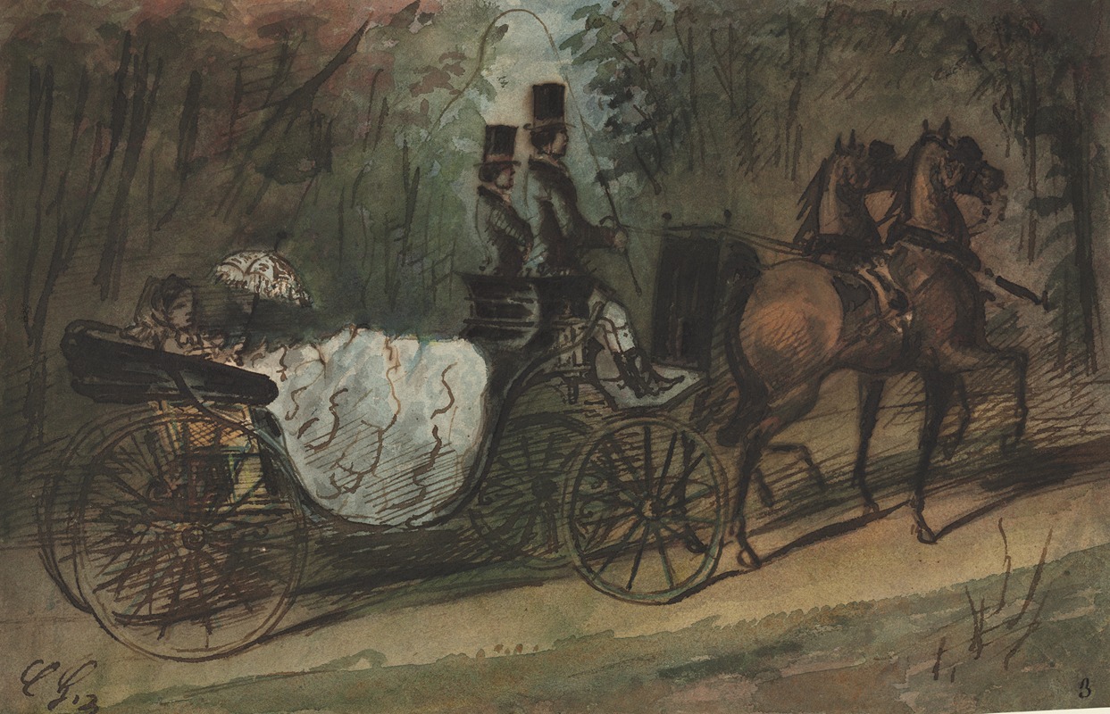 Constantin Guys - Carriage in the Bois de Boulogne