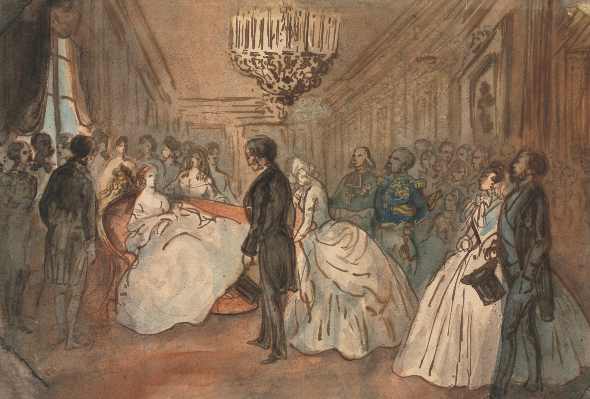 Constantin Guys - The Empress Eugénie Receiving the Diplomatic Corps after the Birth of the Imperial Prince