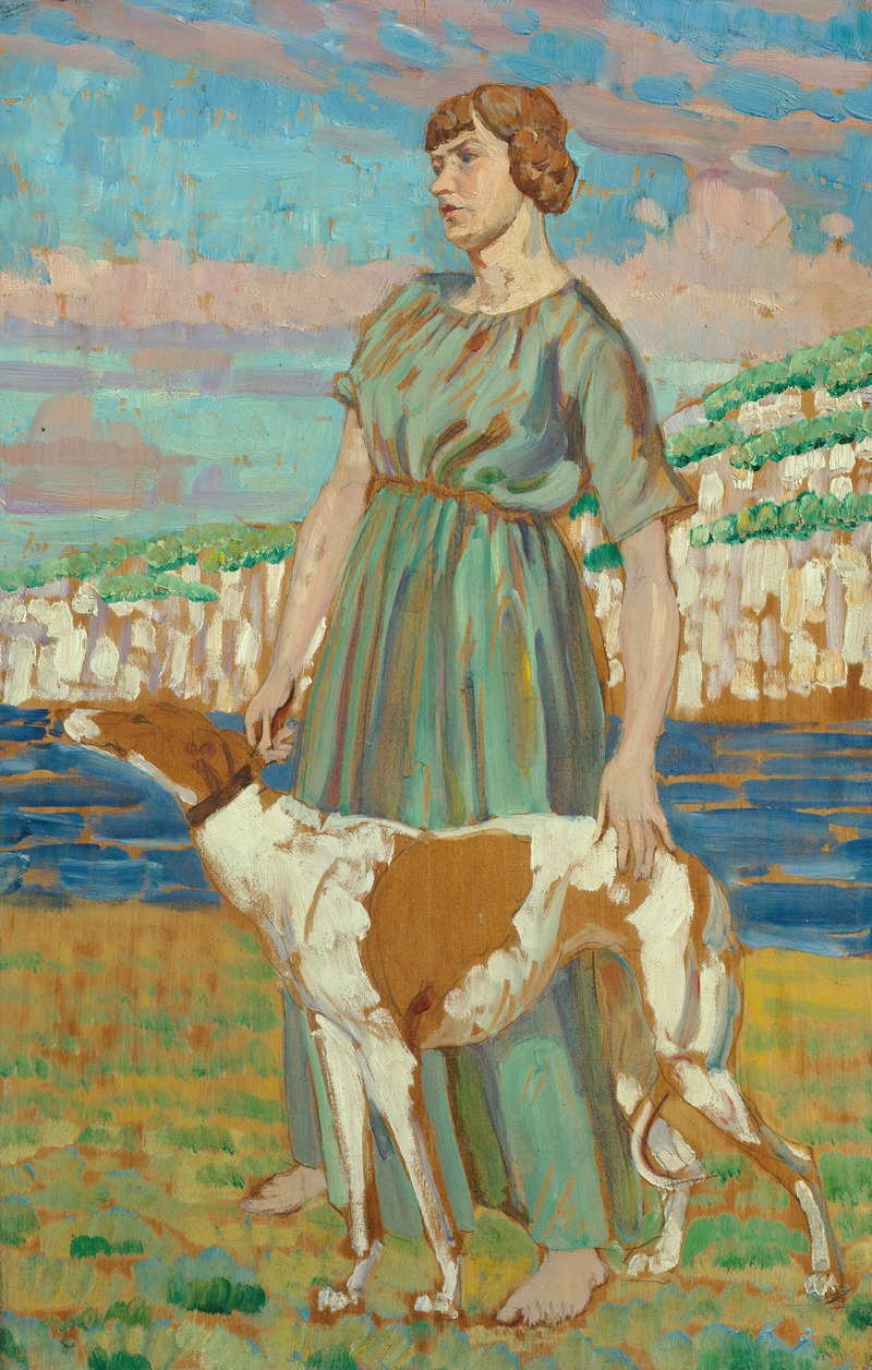 Derwent Lees - Portrait of Elizabeth Lipczinski with Her Dog, Fanny