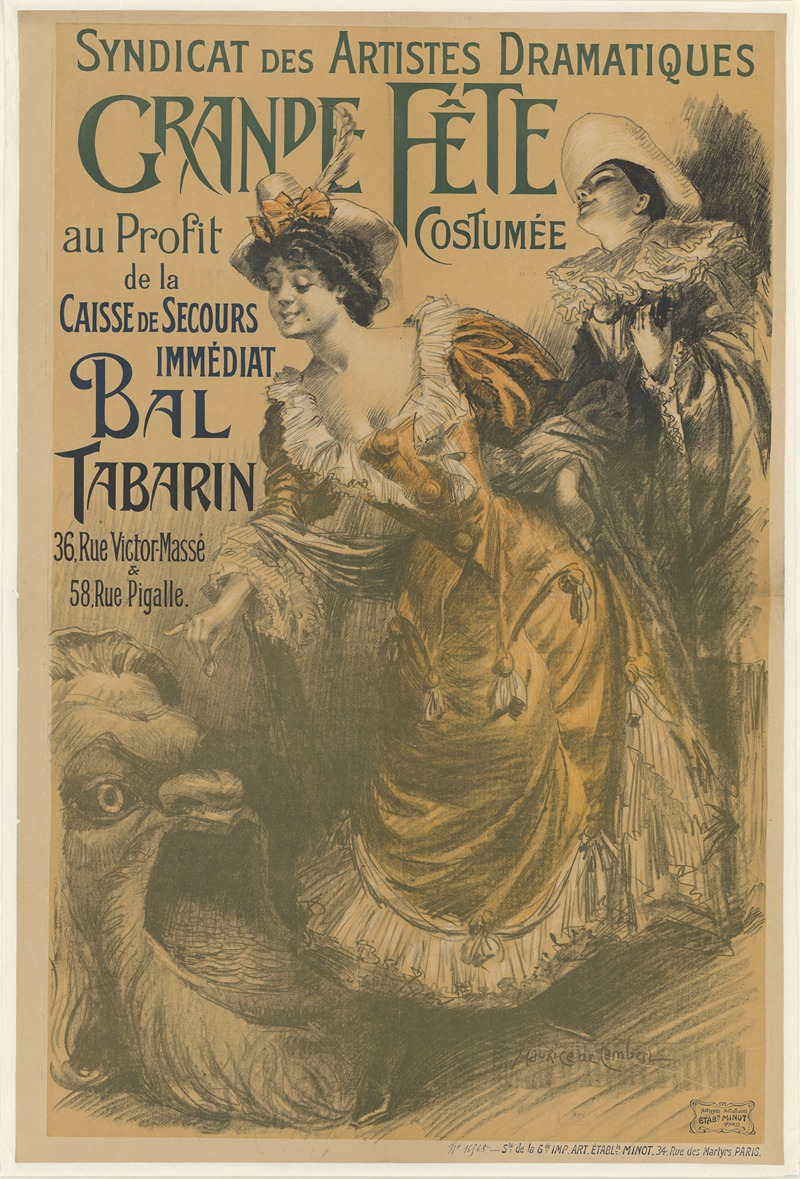 Maurice de Lambert - Syndicat des artistes dramatiques. Grande fête costumée au profit de la caisse de secours immédiat