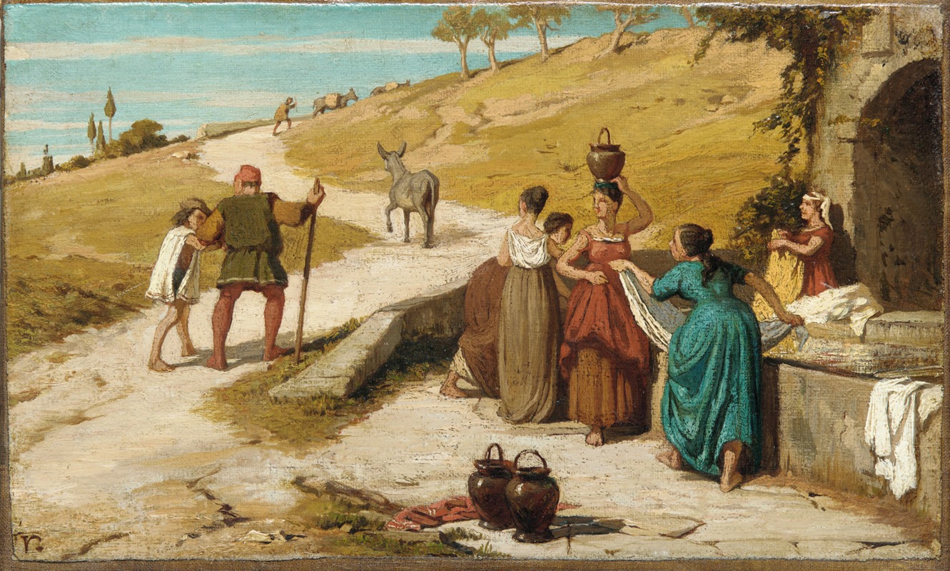 Elihu Vedder - The Fable of the Miller, His Son, and the Donkey No. 2