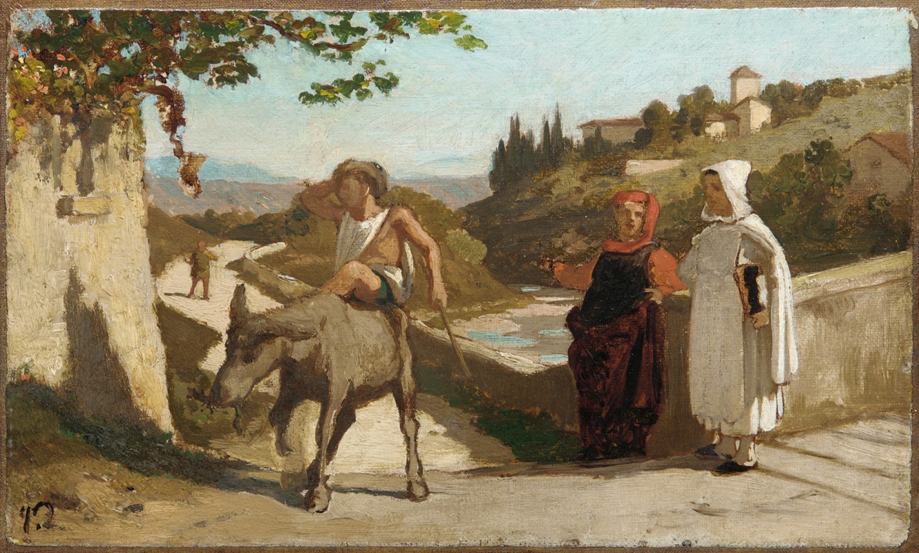 Elihu Vedder - The Fable of the Miller, His Son, and the Donkey No. 3