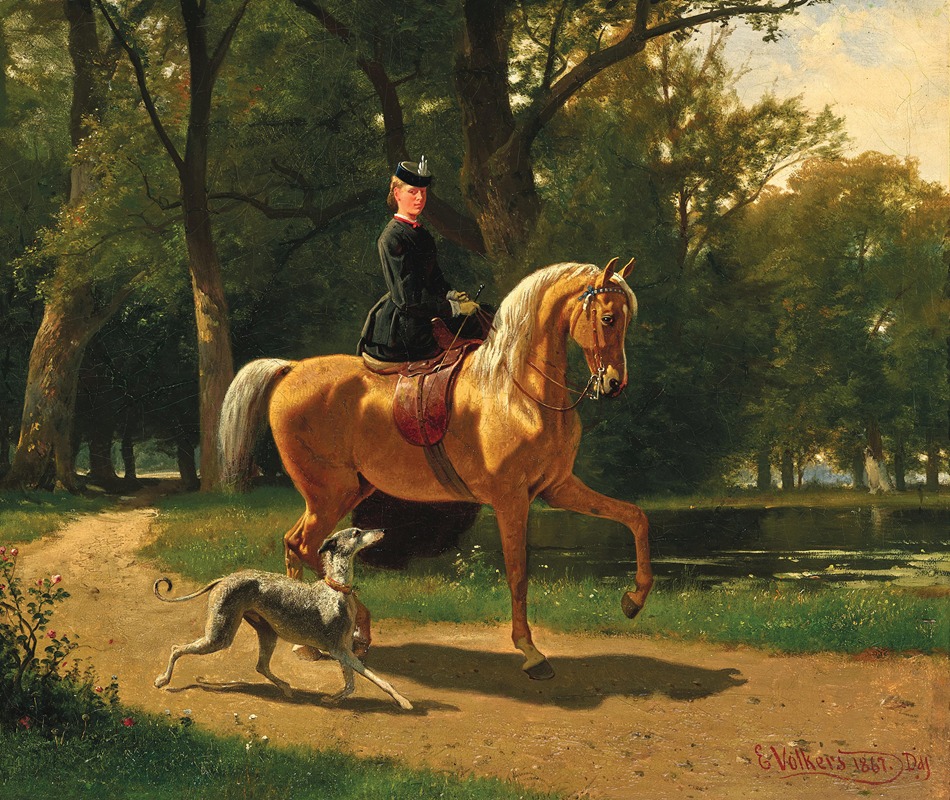 Emil Volkers - A Young Lady on Horseback