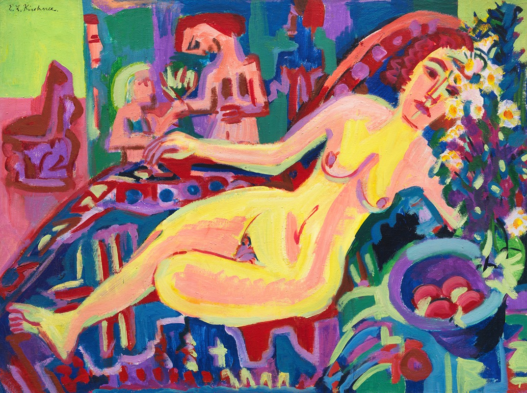 Ernst Ludwig Kirchner - Nacktes Mädchen auf Diwan