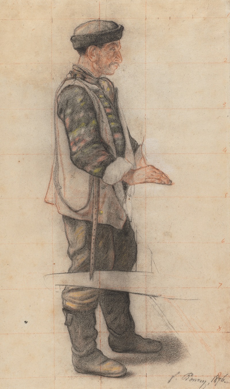 François Bonvin - The Stretcher Bearer (Study for ‘Le Couvreur tombé’)