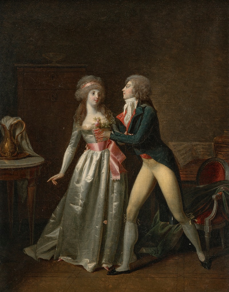 Jean-Simon Fournier - A young man proposing to a lady in an interior