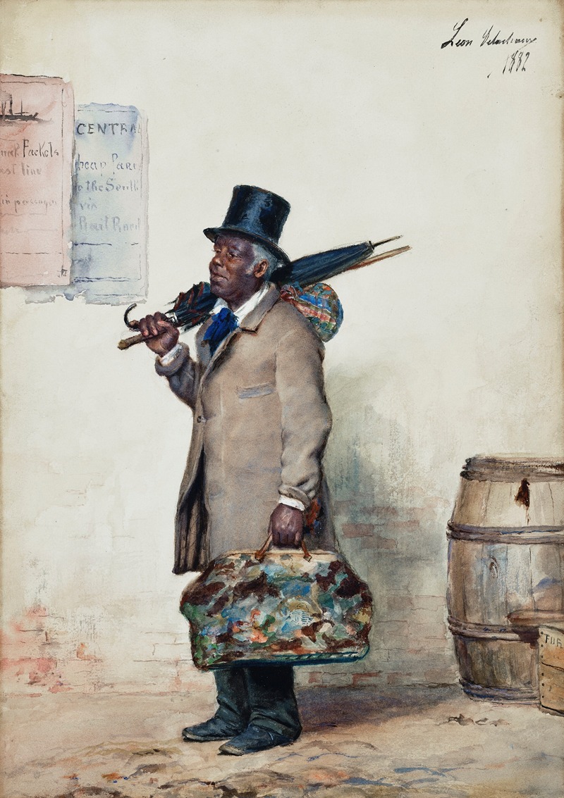 Léon Delachaux - A Black Man Carrying a Carpet Bag (‘Going Home to Georgia’)