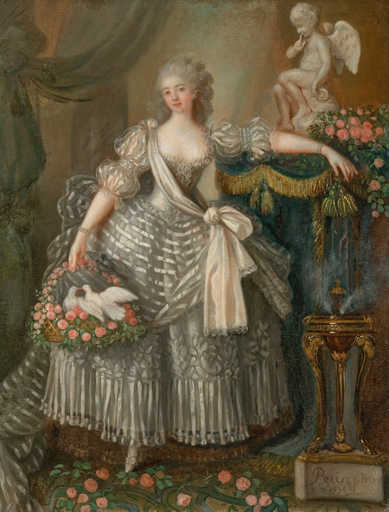 Lié Louis Périn-Salbreux - Portrait Of Mademoiselle Duthé