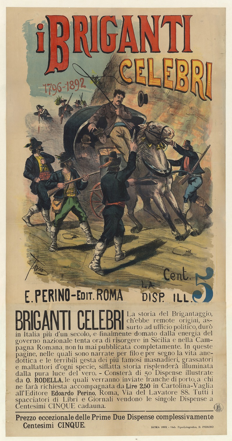 Ottavio Rodella Tavio - I Briganti celebri, 1796-1892