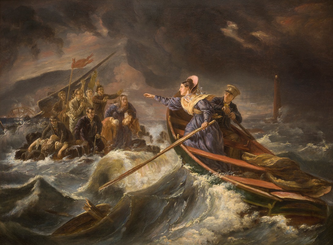 Charles Achille d'Hardiviller - Grace Darling and Her Father Rescuing Survivors from the Wreck of the ‘Forfarshire’ on the Farne Islands, Sept. 7th 1838