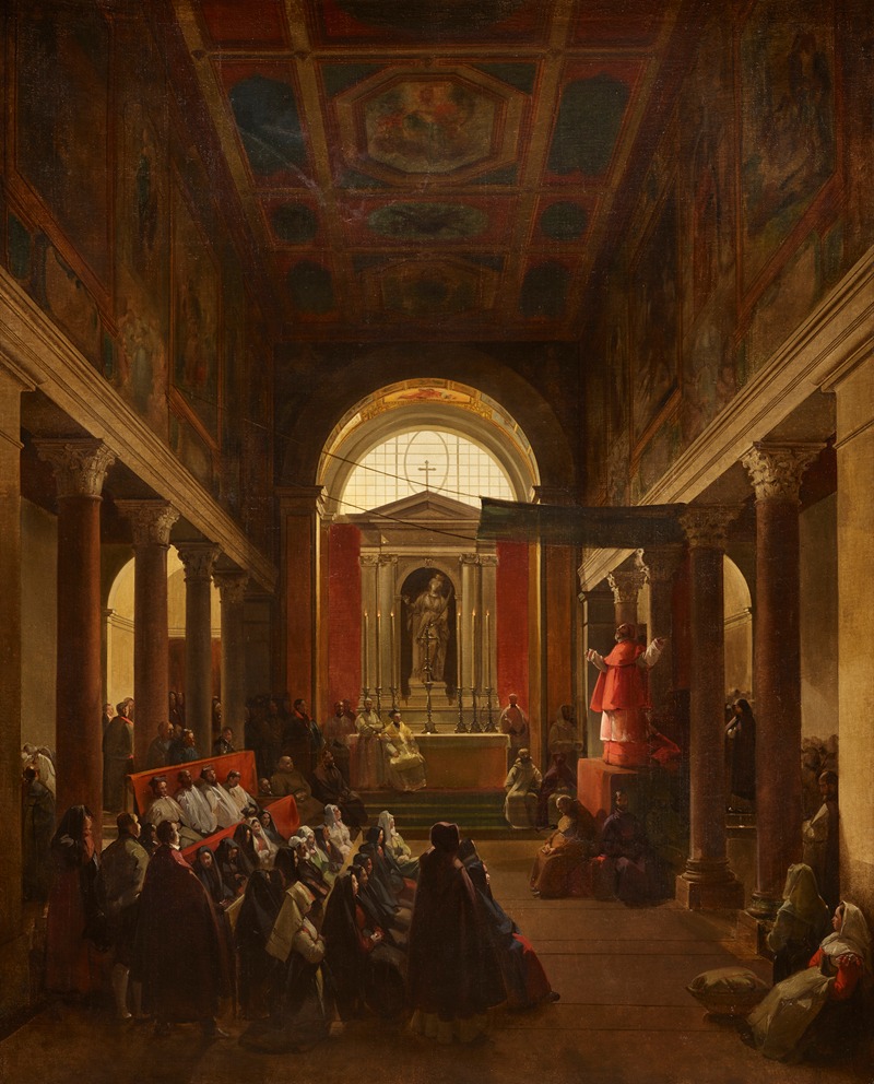 François-Marius Granet - Church Interior (Sermon at Santa Bibiana)