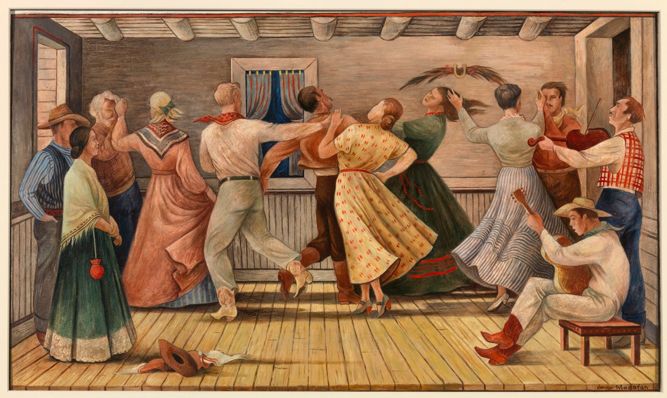 Jenne Magafan - Cowboy Dance (mural study, Anson, Texas Post Office)