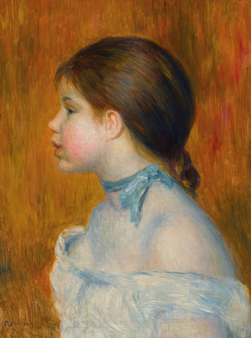 Pierre-Auguste Renoir - Buste de jeune fille au ruban bleu