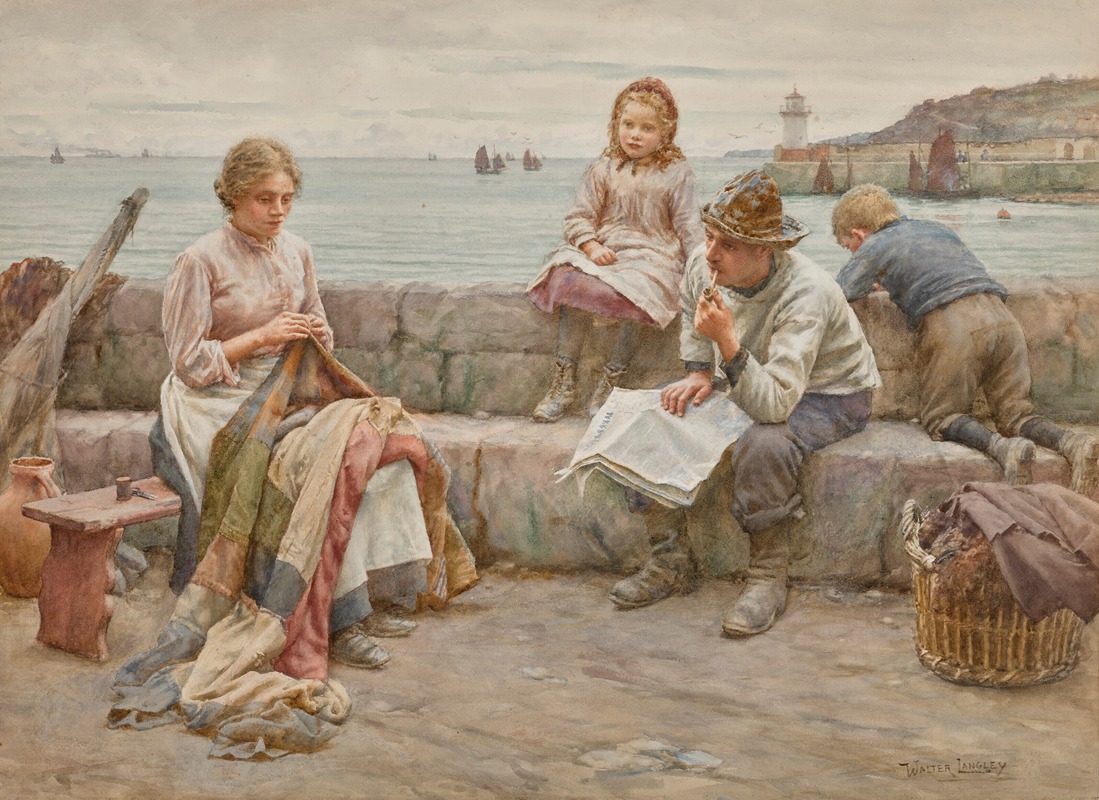 Walter Langley - In a Cornish Fishing Village