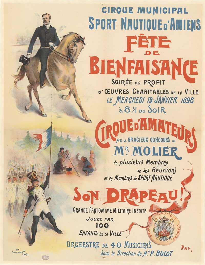 Pal (Jean de Paleologue) - Cirque municipal, sport nautique d’Amiens. Fête de bienfaisance.le mercredi 19 janvier 1898