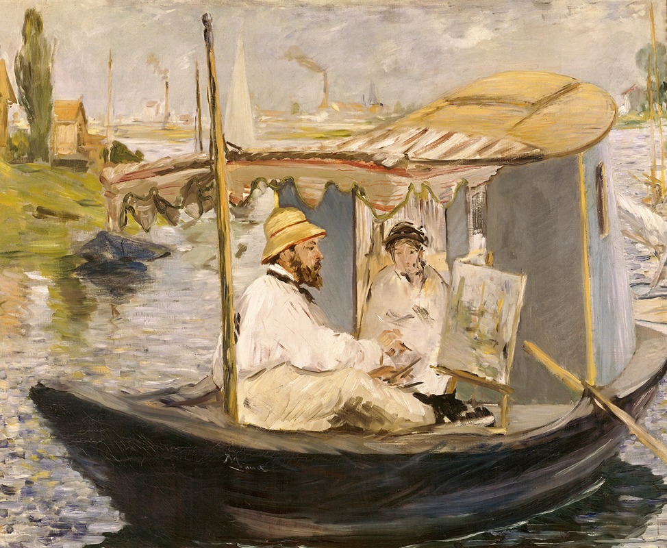 Édouard Manet - Claude Monet painting in his studio boat