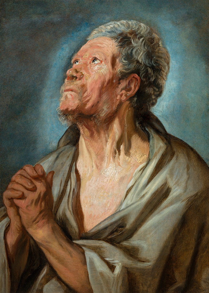 Jacob Jordaens - Study of an old man with clasped hands