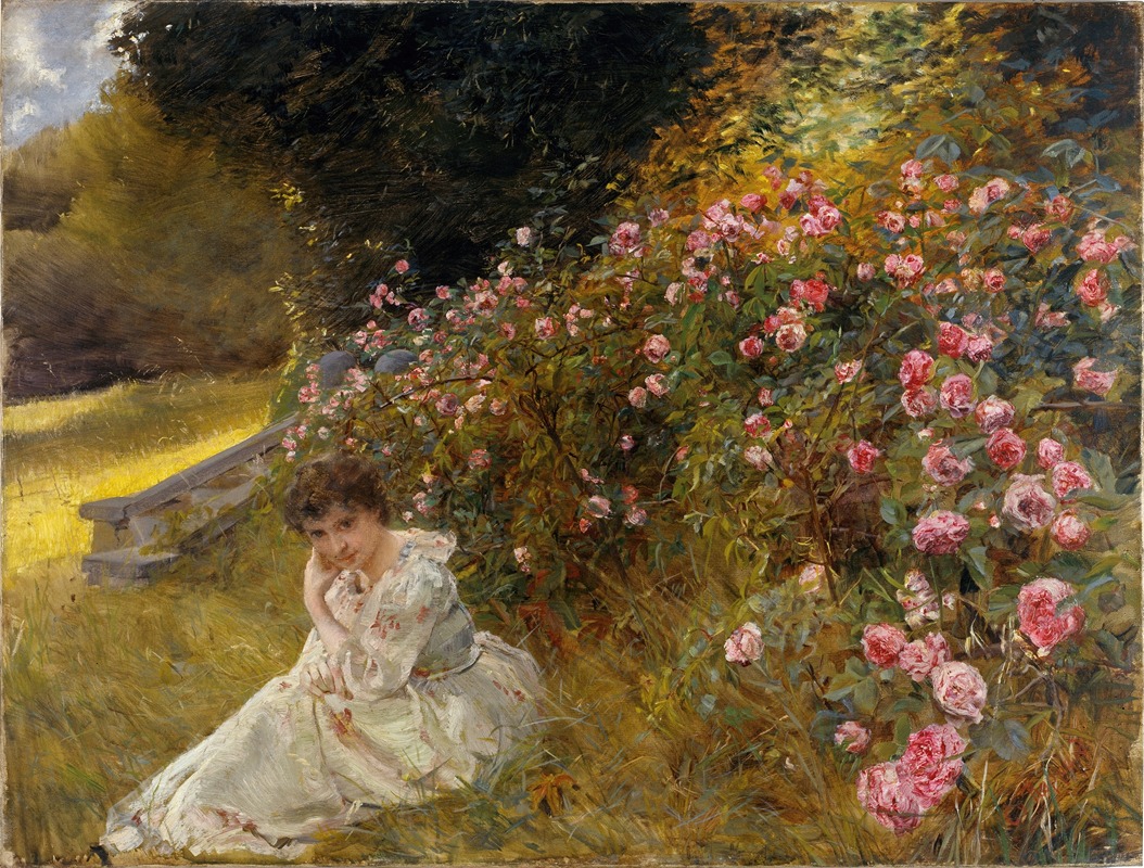 Clara von Rappard - Miss Hardy on the rose terrace in Rugenpark (Interlaken)