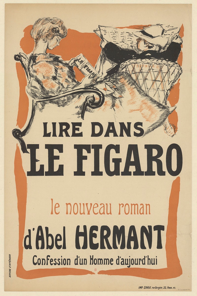 Pierre Bonnard - Lire dans Le Figaro le nouveau roman d’Abel Hermant Confession d’un Homme d’aujourd’hui