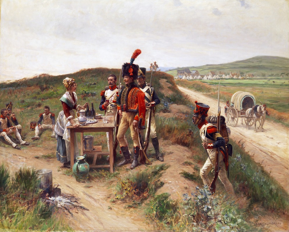 Adrien Moreau - Soldiers taking a break by a female sutler