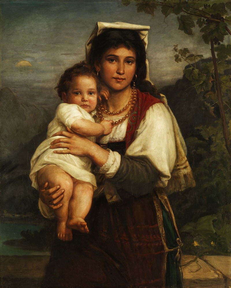 Carl Bertling - Young Roman woman with child – as Madonna Sistina