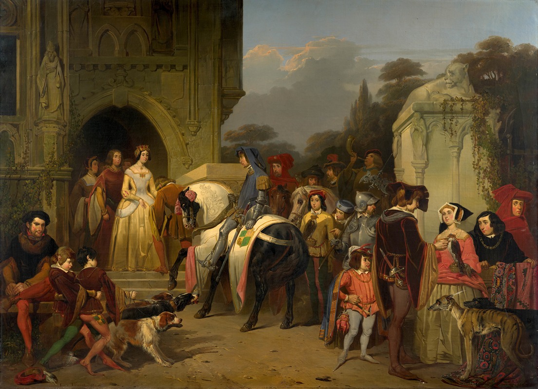 Charles Tilmont - Le départ de Marie de Bourgogne pour la chasse aux faucons