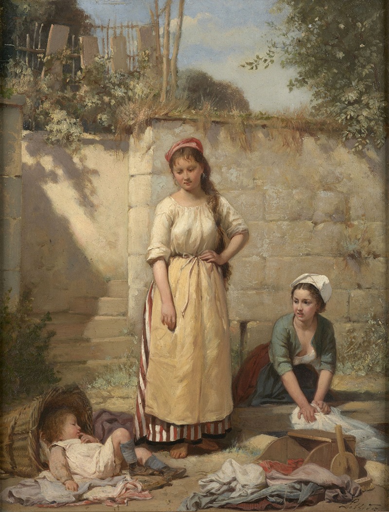 Charles-Auguste-Romain Lobbedez - La lavandière jeune maman