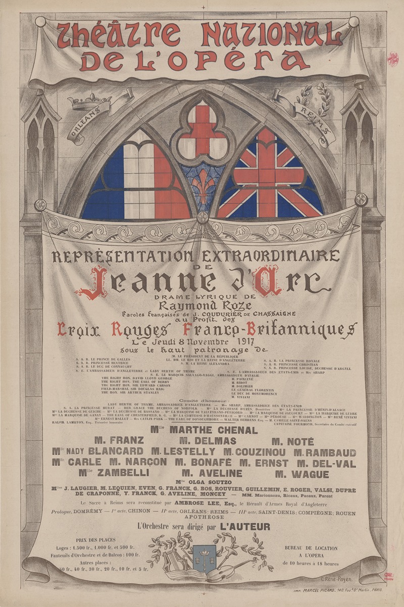 René Payen - Théâtre national de l’Opéra. Représentation extraordinaire. Jeudi 8 novembre 1917. Jeanne d’Arc