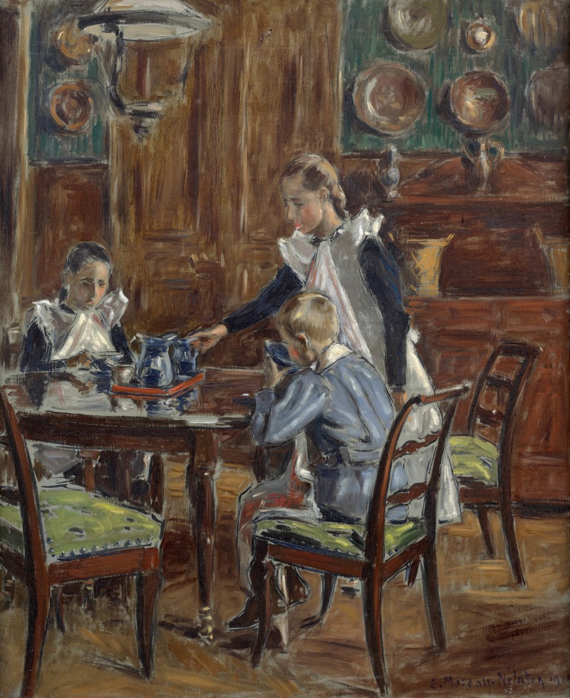 Etienne Moreau-Nélaton - ‘Le déjeuner du matin’ ; Les enfants de l’artiste dans la salle à manger de Fère-en-Tardenois