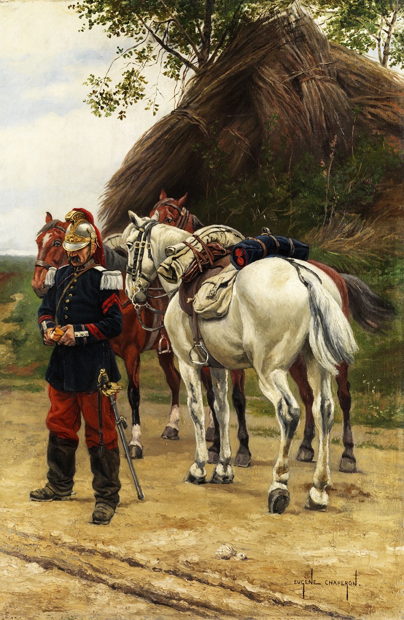 Eugène Chaperon - French trooper with his horse