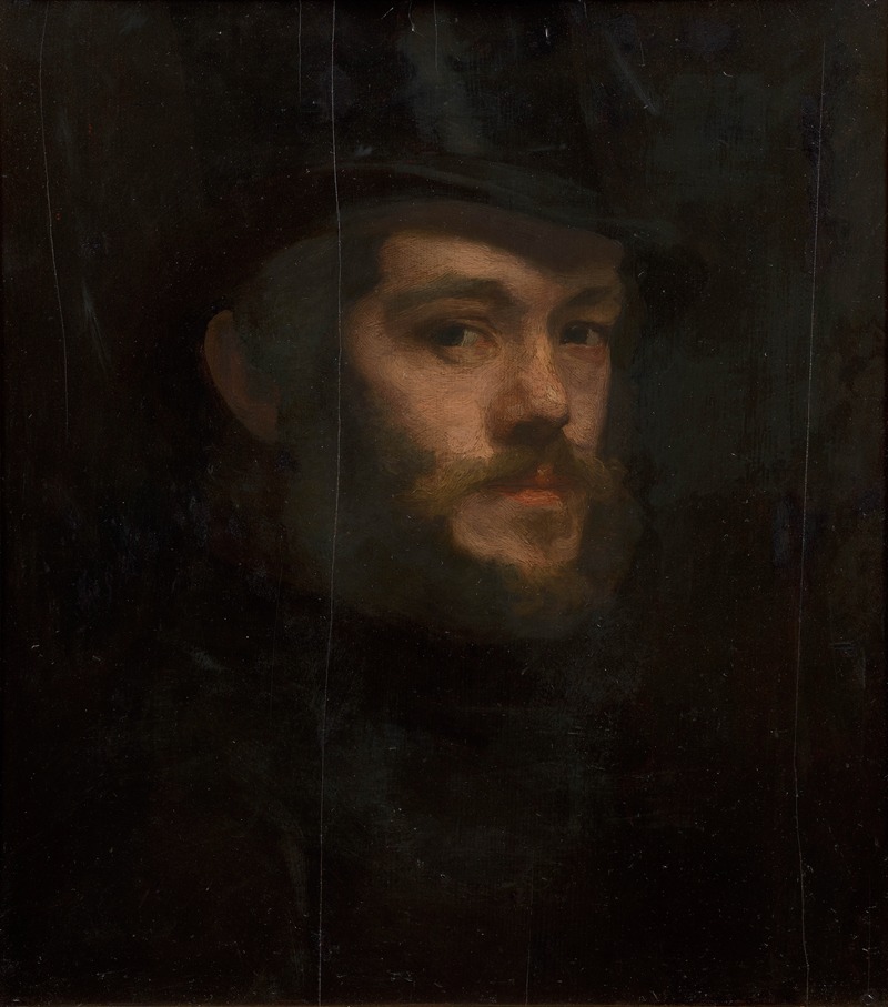 Félix Bracquemond - Self-portrait with a top hat