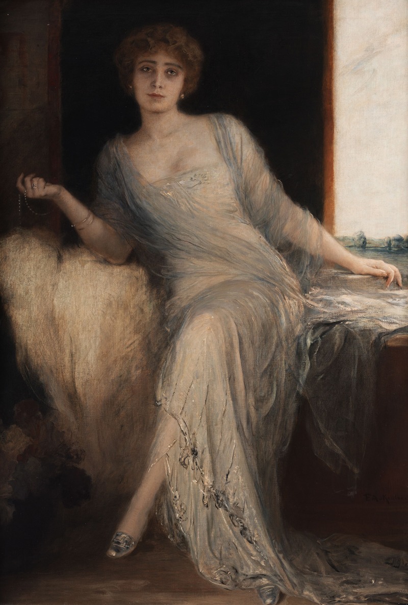 Friedrich August von Kaulbach - Portrait einer sitzenden Dame