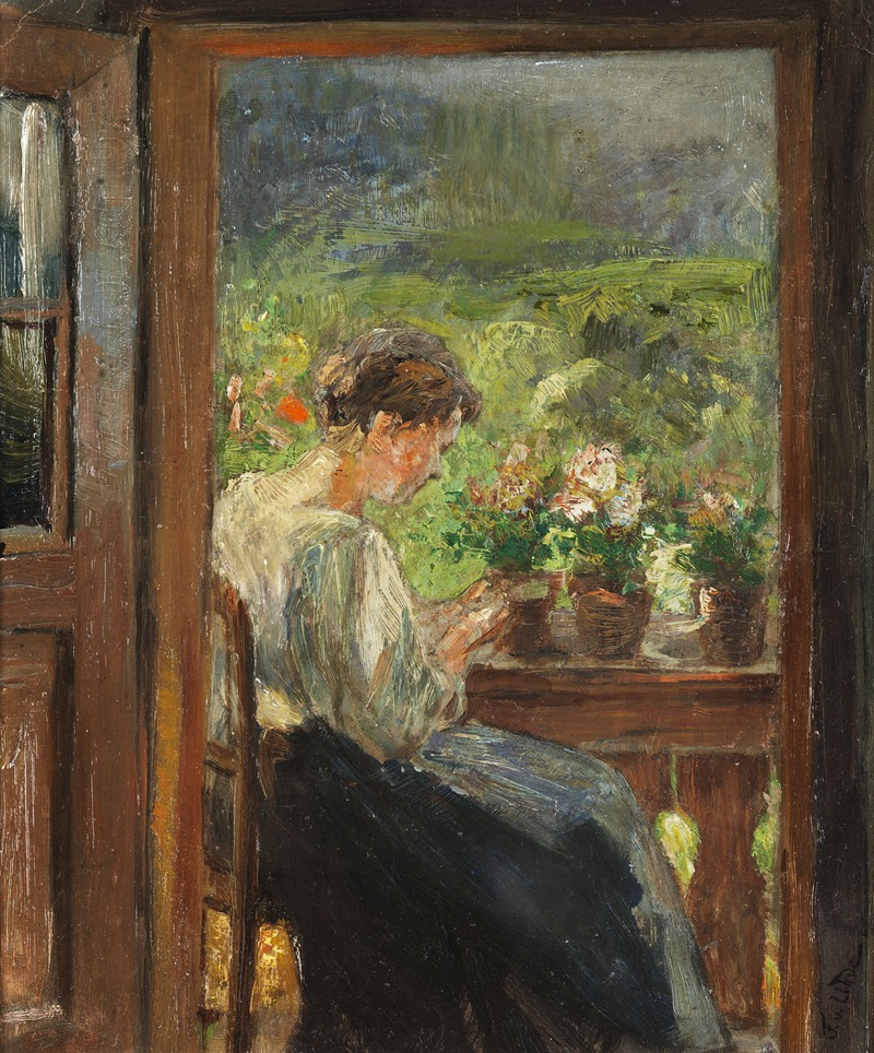 Fritz von Uhde - Reading woman on the balcony