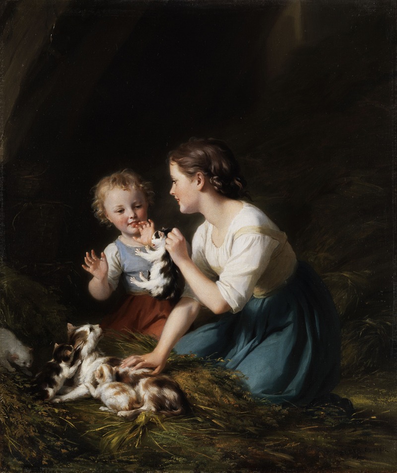 Fritz Zuber-Bühler - Kinder mit Kätzchen