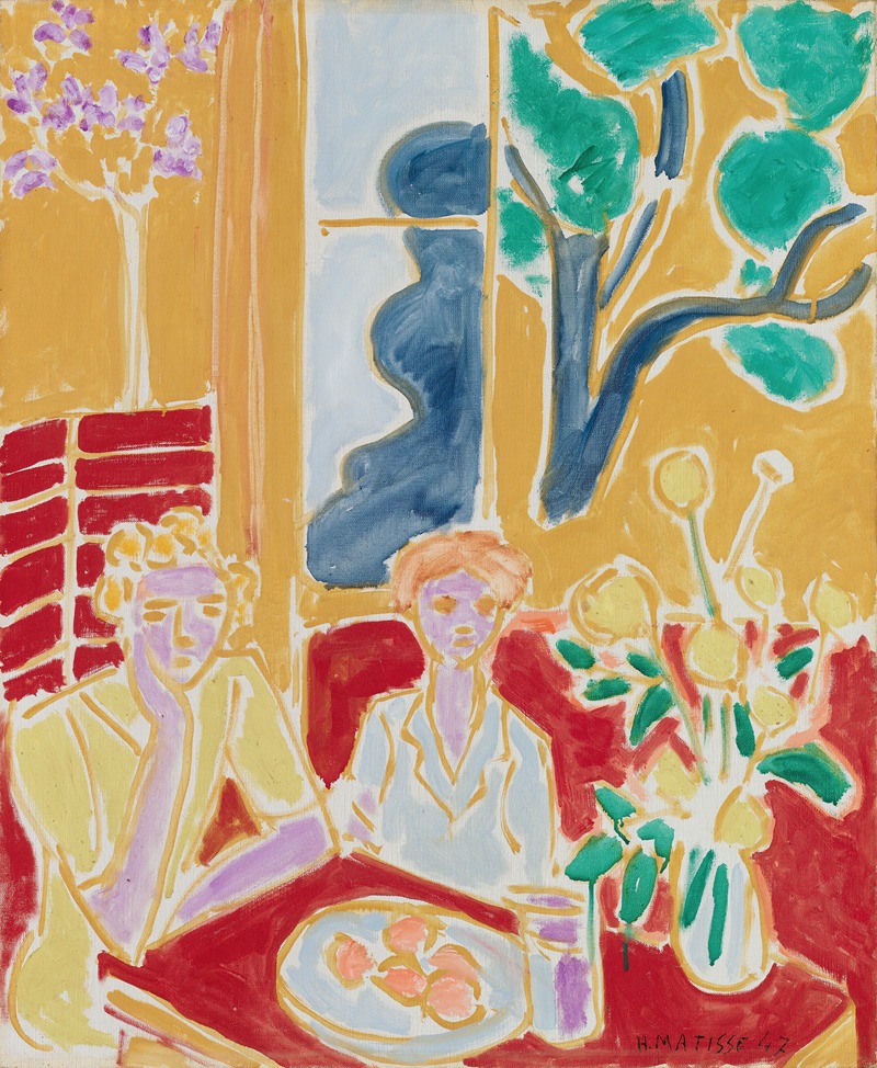 Henri Matisse - Deux Fillettes, fond jaune et rouge