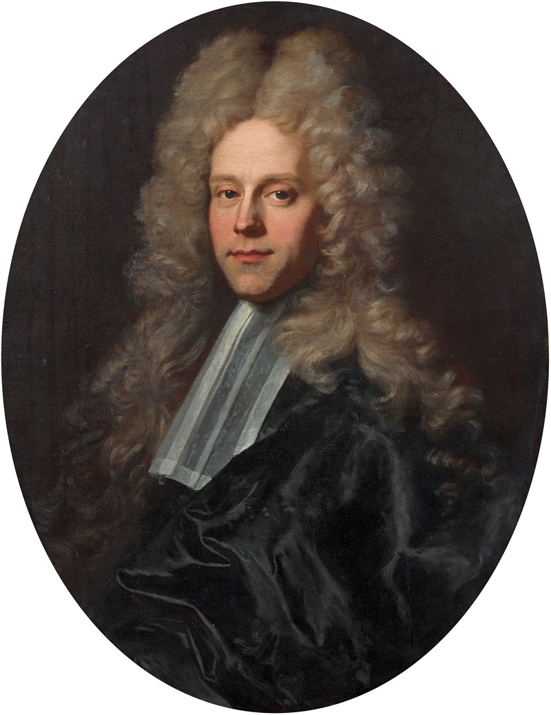 Hyacinthe Rigaud - Portrait d’un homme de loi en habit noir à la large perruque