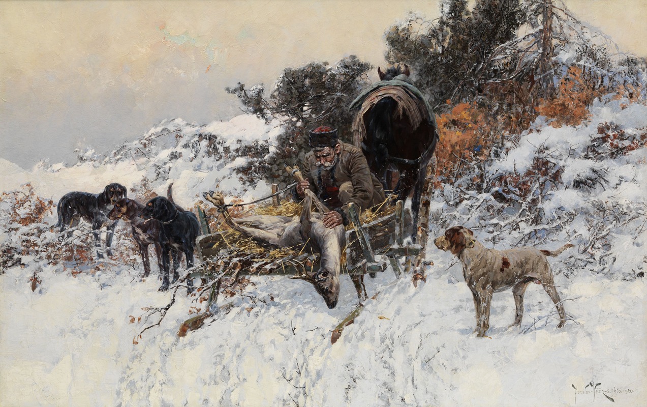 Jaroslav Věšín - Hunter on a Horse-Drawn Cart