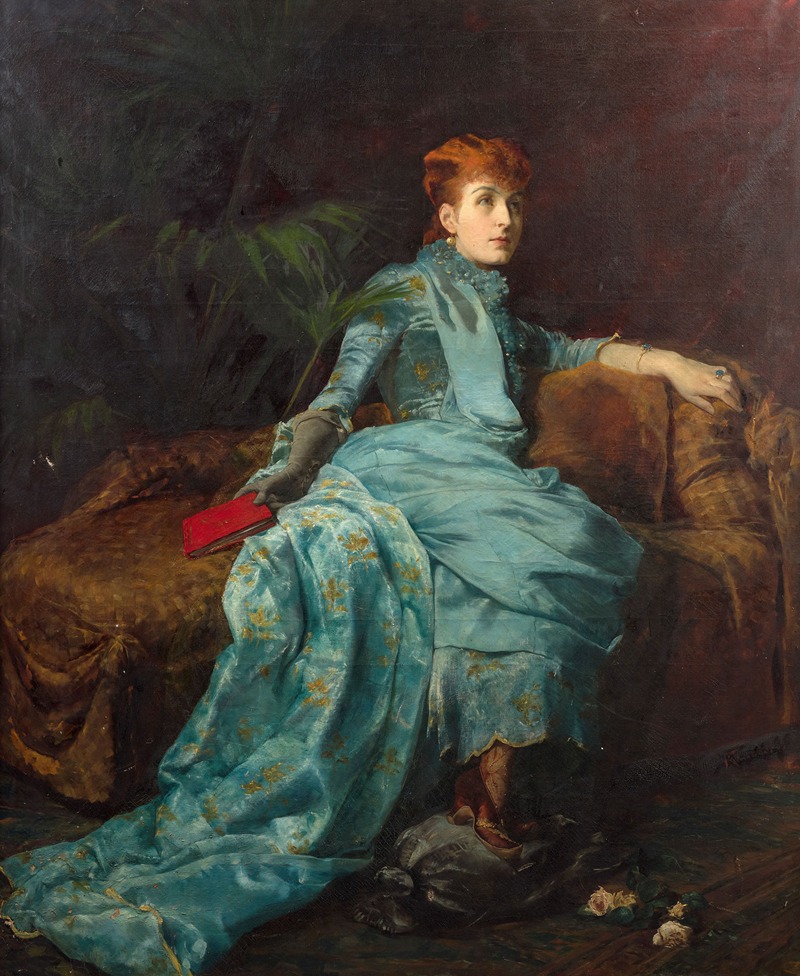 Johann Frank Kirchbach - Portrait of the countess Kessler in an interior