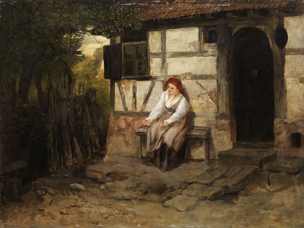 Johann Sperl - Farmer’s wife sitting in front of the house